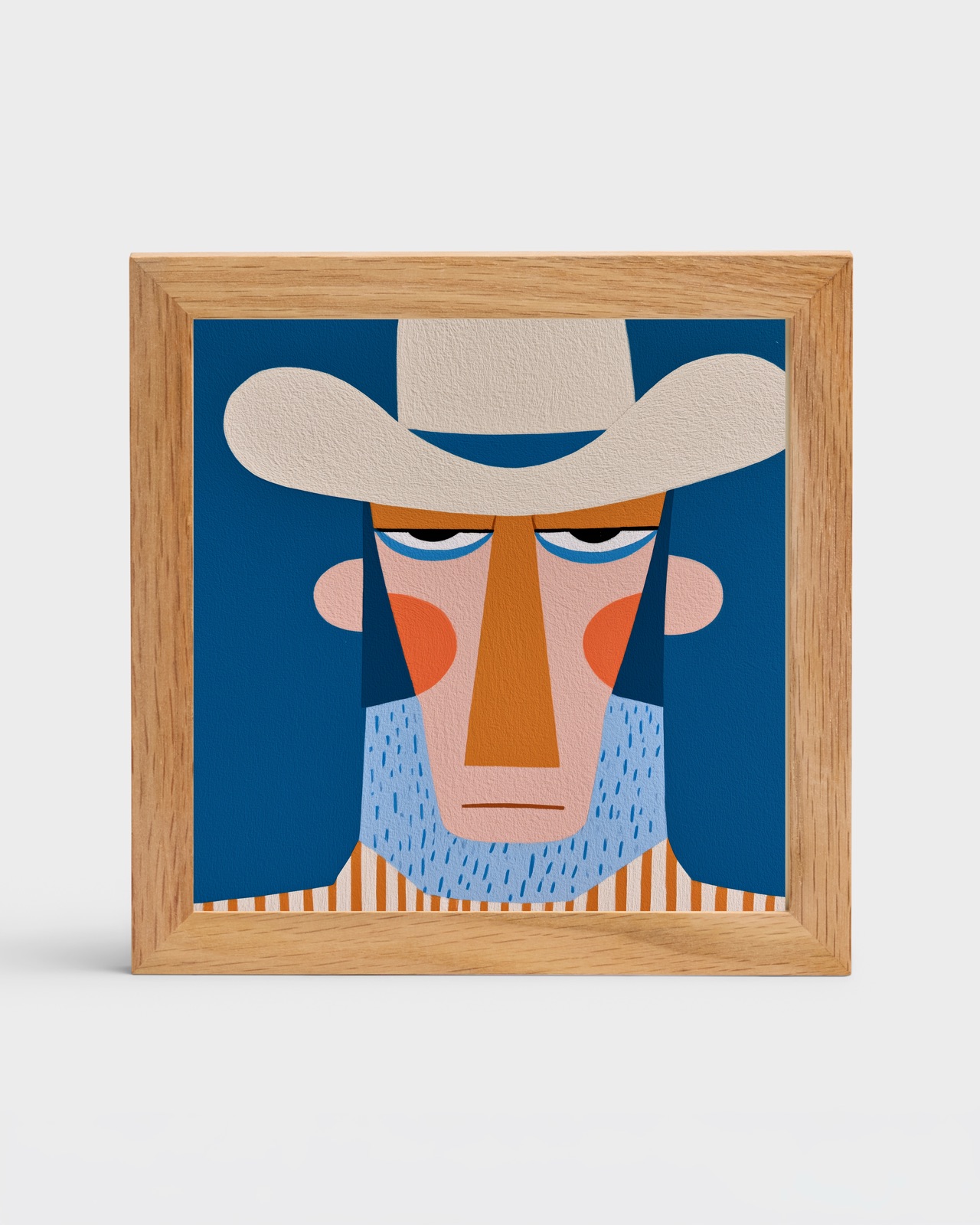 Cowboy Portrait, 6×6 framed
