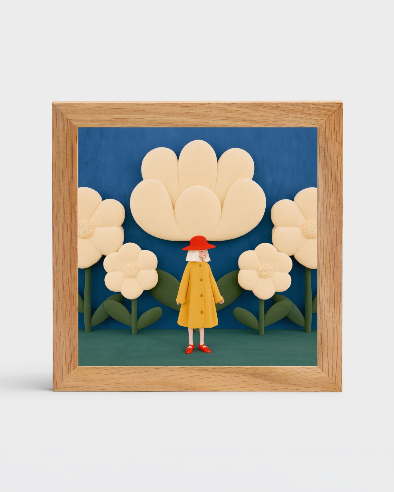 Girl in a Garden, 6×6 framed