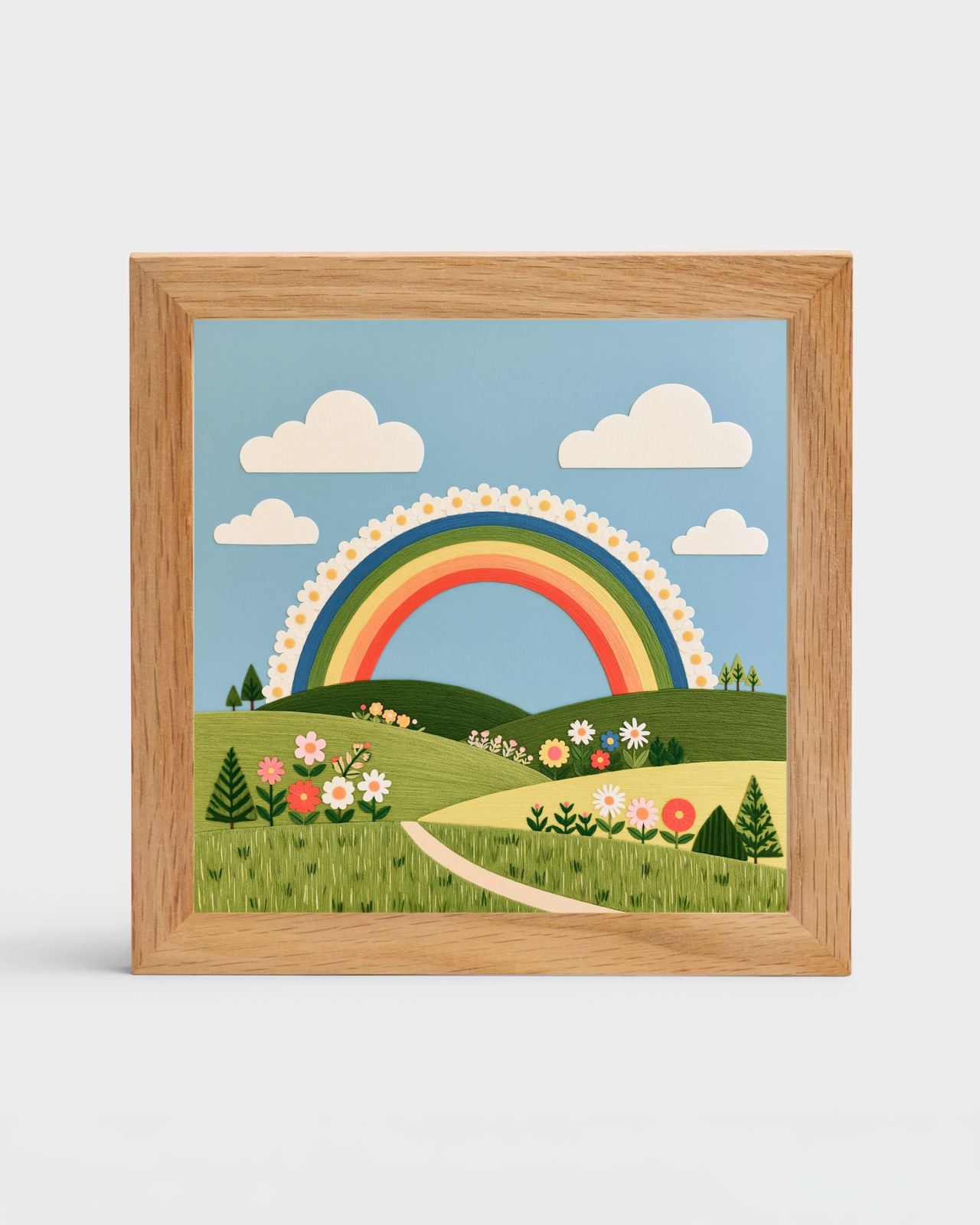 Daisy Rainbow, 6×6 framed