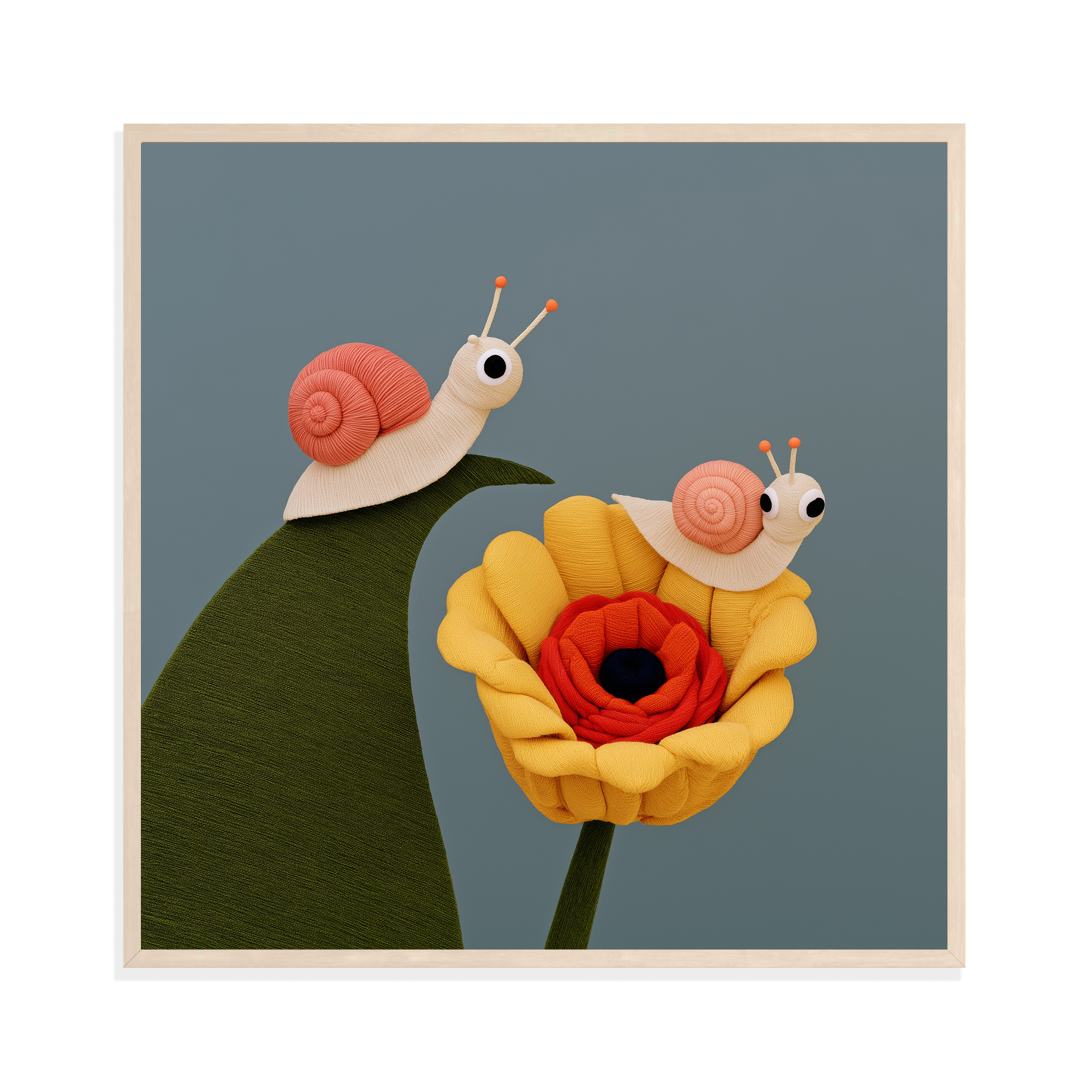 Snails on a Flower II, framed