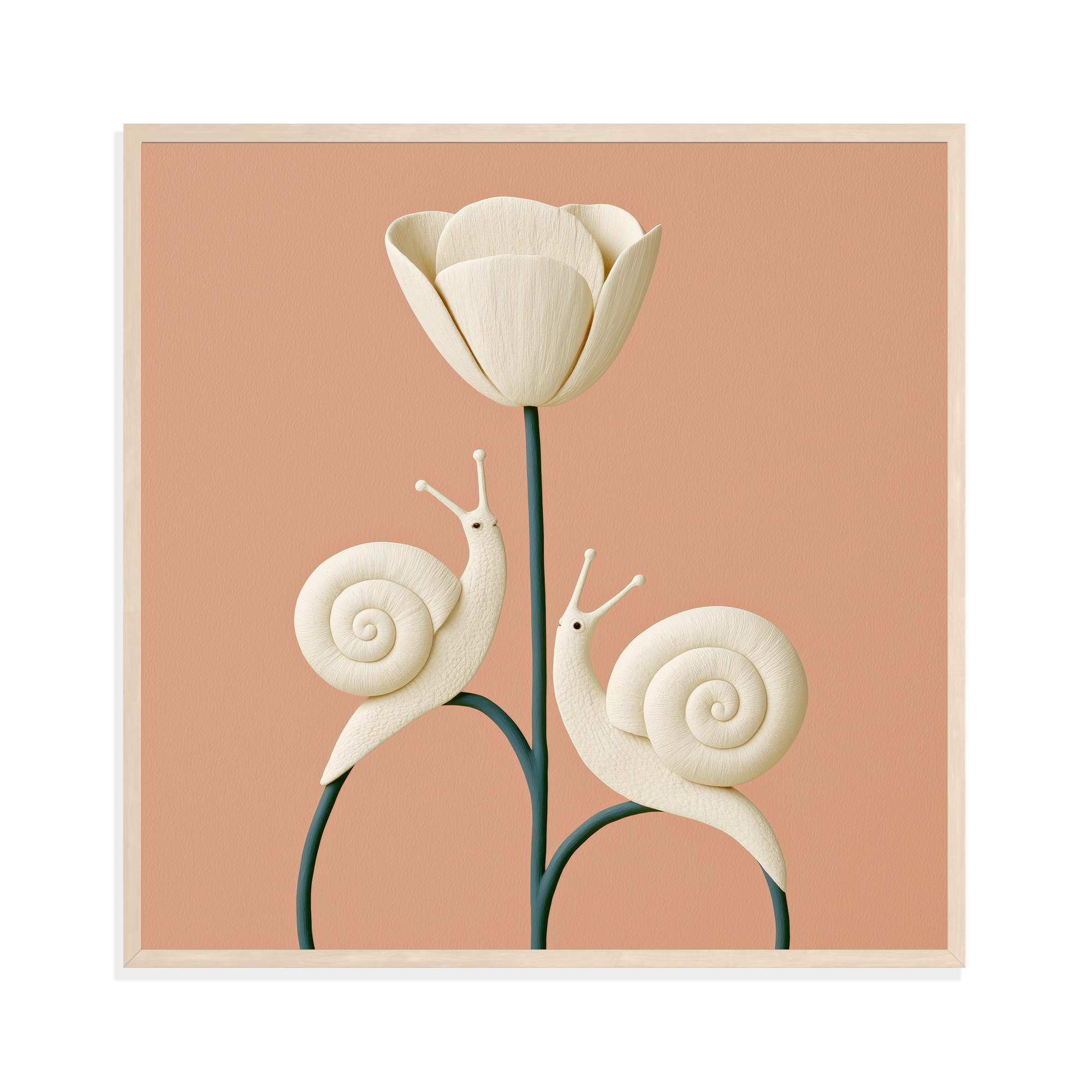 Snails on a Flower III, framed