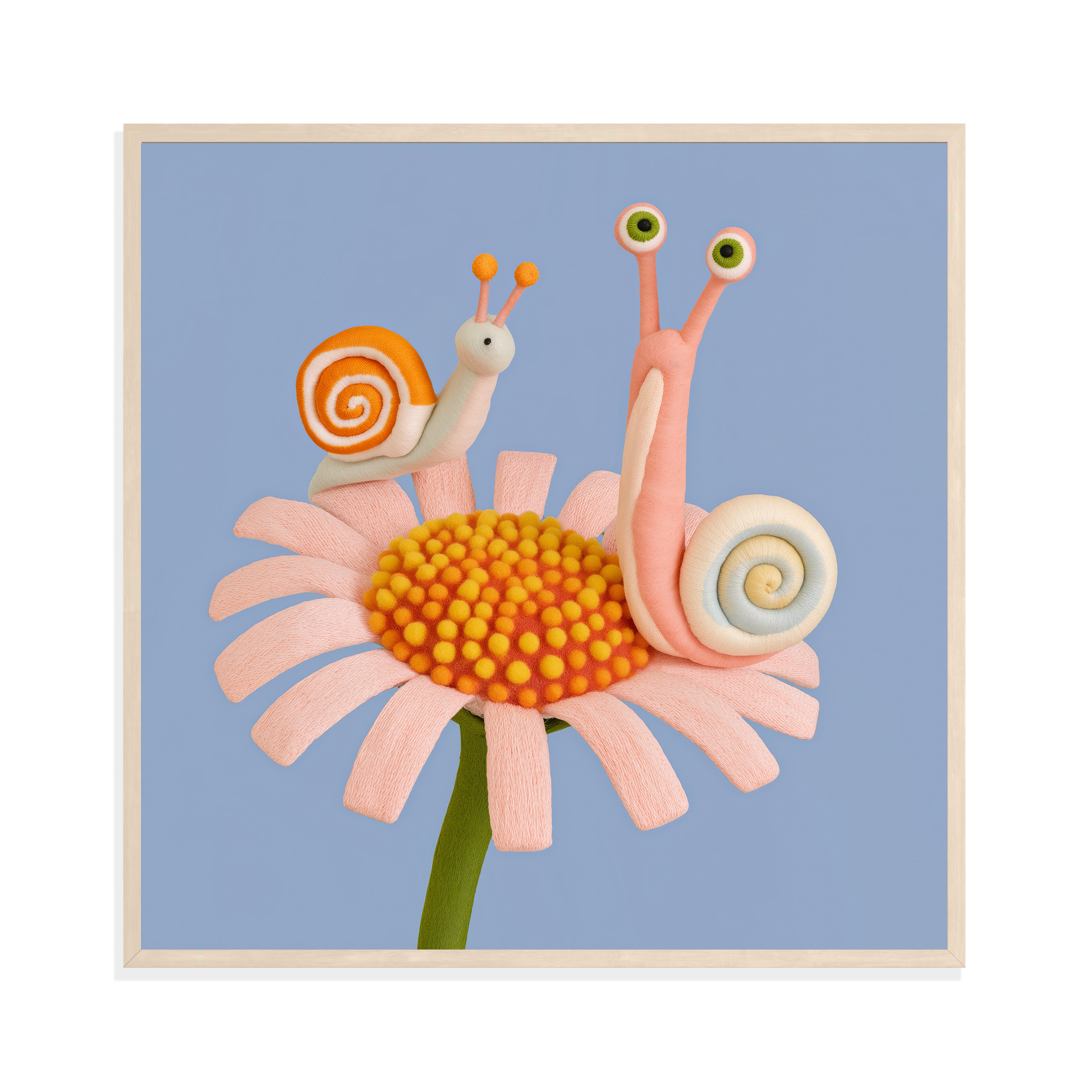 Snails on a Flower I, framed