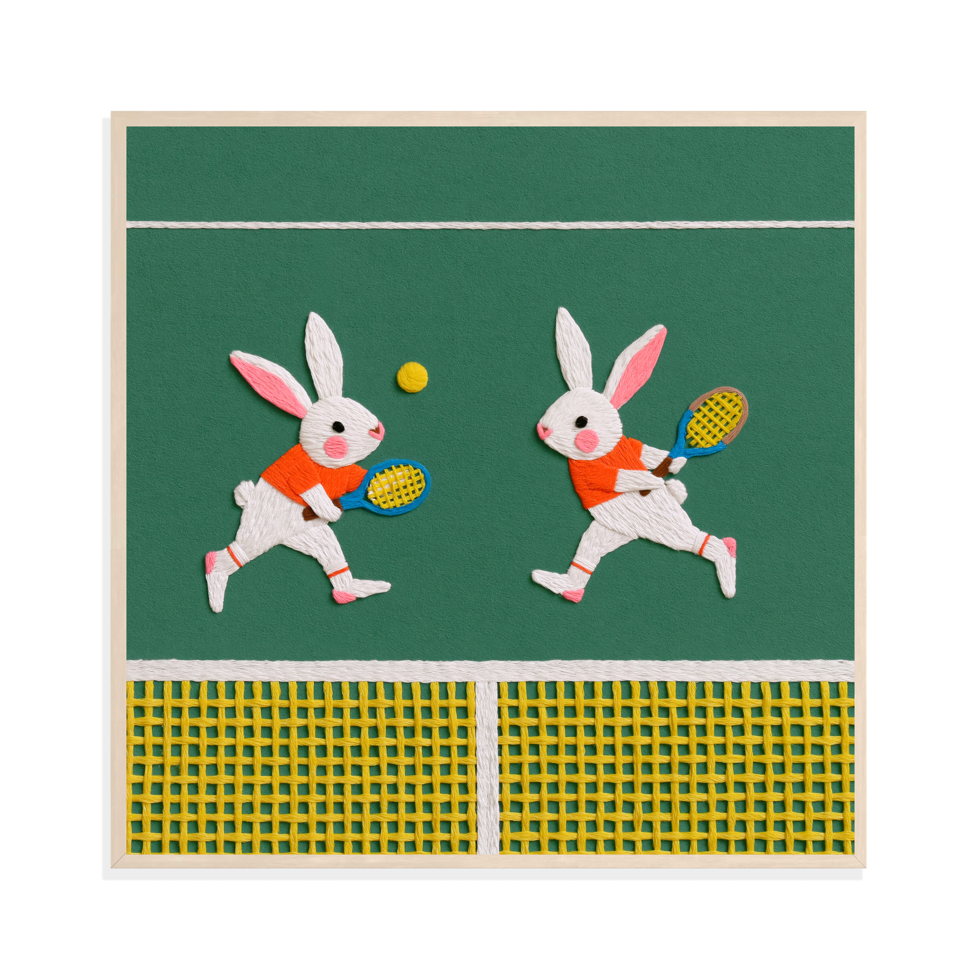 Tennis Bunnies, framed
