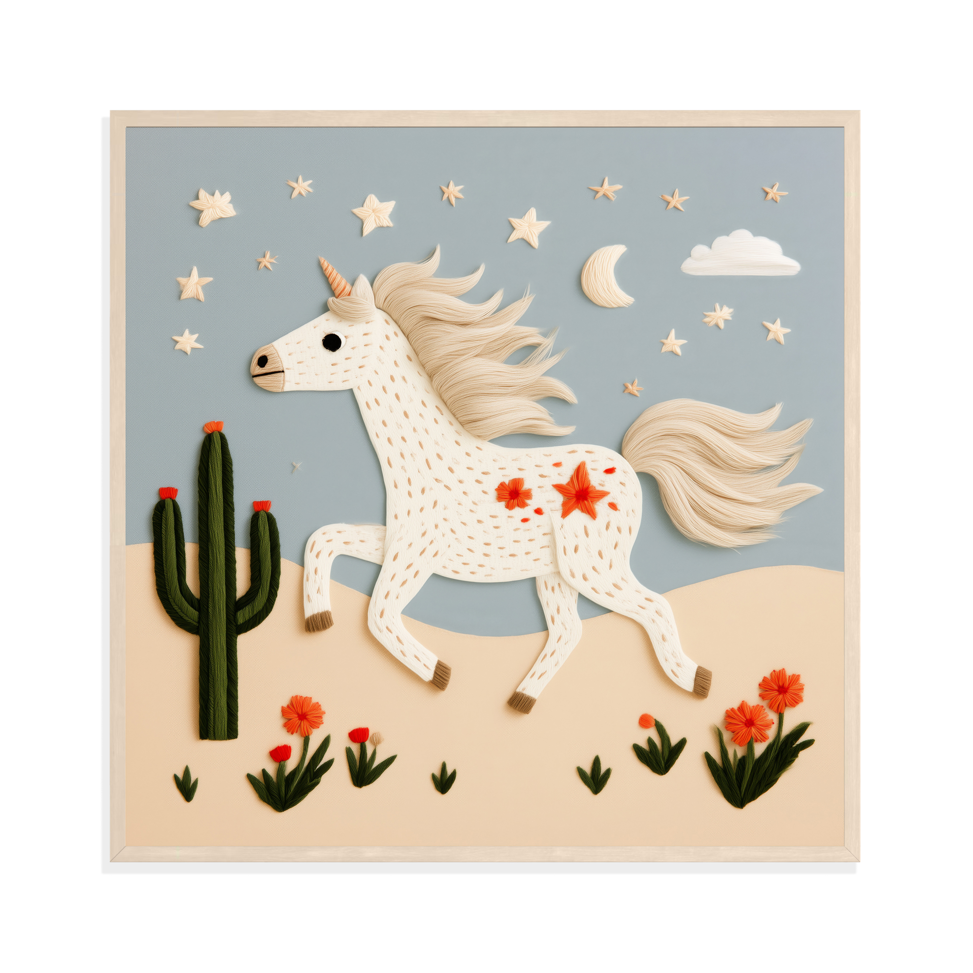 Unicorn in the Desert, framed