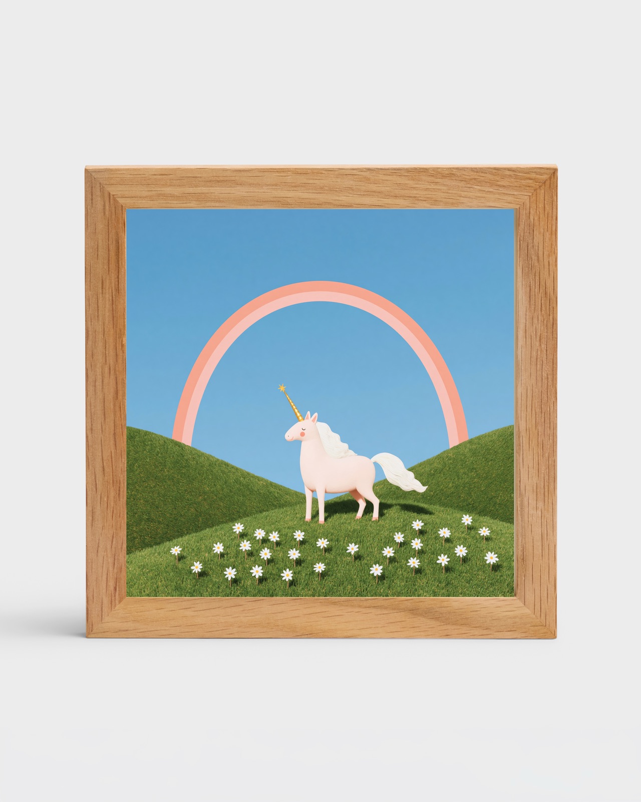 Unicorn Rolling Fields, 6×6 framed