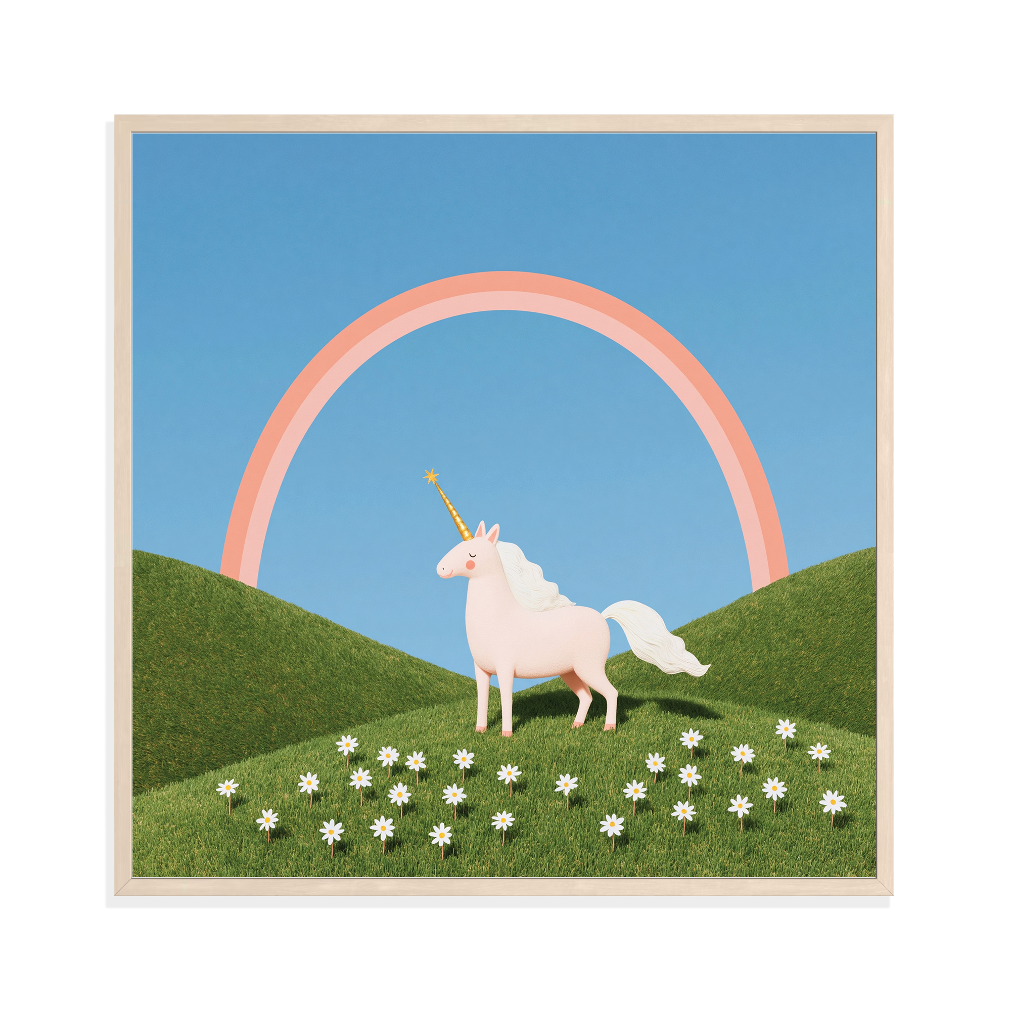 Unicorn Rolling Fields, framed